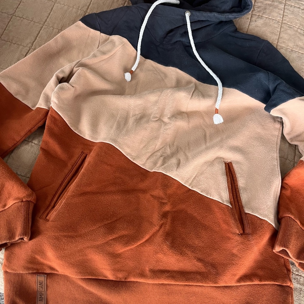 Ampersand Colorblock Hoodie for women size small with Drawstring
